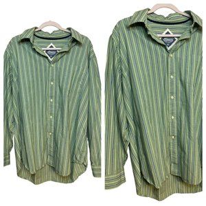 Consensus Shirt Men's XL Classics Green Stripe Long Sleeve Button Down Cotton